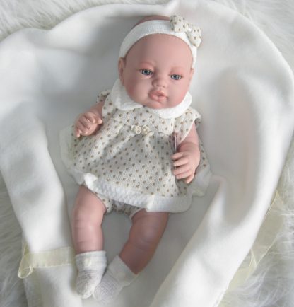 Berbesa full body babypop meisje blank met kleding en deken 42 cm - Afbeelding 26
