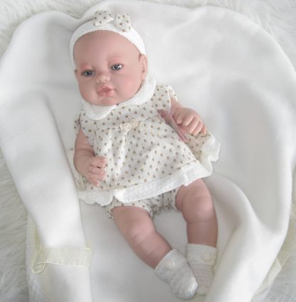 Berbesa full body babypop meisje blank met kleding en deken 42 cm