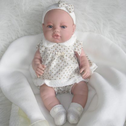 Berbesa full body babypop meisje blank met kleding en deken 42 cm - Afbeelding 24