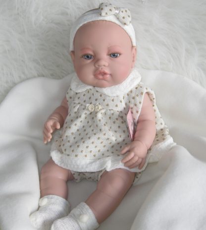 Berbesa full body babypop meisje blank met kleding en deken 42 cm - Afbeelding 14