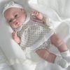 Berbesa full body babypop meisje blank met kleding en deken 42 cm - Afbeelding 23