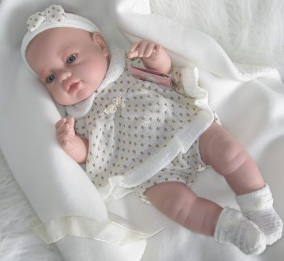 Berbesa full body babypop meisje blank met kleding en deken 42 cm - Afbeelding 23