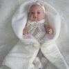 Berbesa full body babypop meisje blank met kleding en deken 42 cm - Afbeelding 21