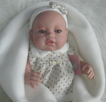 Berbesa full body babypop meisje blank met kleding en deken 42 cm - Afbeelding 19