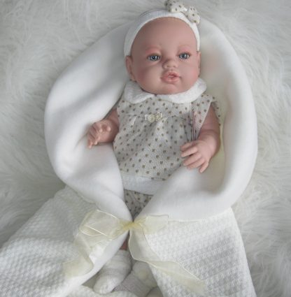 Berbesa full body babypop meisje blank met kleding en deken 42 cm - Afbeelding 18