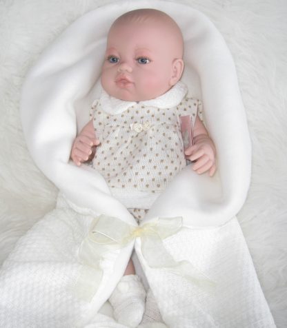 Berbesa full body babypop meisje blank met kleding en deken 42 cm - Afbeelding 10