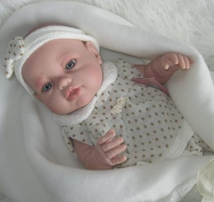Berbesa full body babypop meisje blank met kleding en deken 42 cm - Afbeelding 11