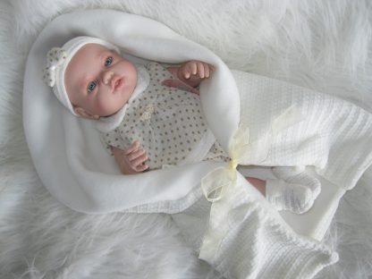 Berbesa full body babypop meisje blank met kleding en deken 42 cm - Afbeelding 2