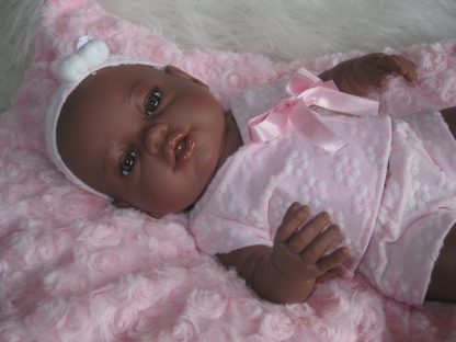 Berbesa full body babypop meisje donker met kleding en kussen 42 cm - Afbeelding 23