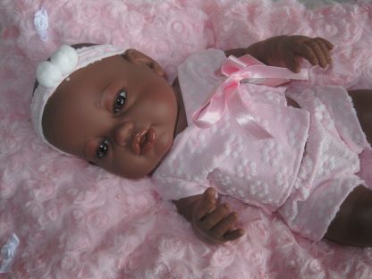 Berbesa full body babypop meisje donker met kleding en kussen 42 cm - Afbeelding 18