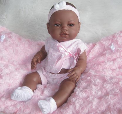 Berbesa full body babypop meisje donker met kleding en kussen 42 cm - Afbeelding 21