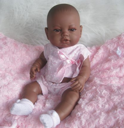 Berbesa full body babypop meisje donker met kleding en kussen 42 cm - Afbeelding 7
