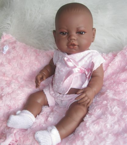 Berbesa full body babypop meisje donker met kleding en kussen 42 cm - Afbeelding 20