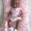 Berbesa full body babypop meisje donker met kleding en kussen 42 cm - Afbeelding 19