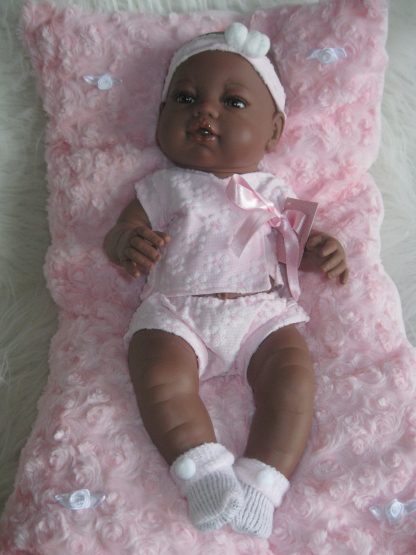 Berbesa full body babypop meisje donker met kleding en kussen 42 cm - Afbeelding 16