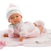 Llorens softbody babypop met geluid roze kleding deken en speen 38 cm