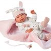 Llorens levensechte babypop fullbody meisje met kleding deken en speen 40 cm