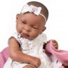 Antonio Juan levensechte babypop full body meisje donker met kleding deken 43 cm - Afbeelding 9