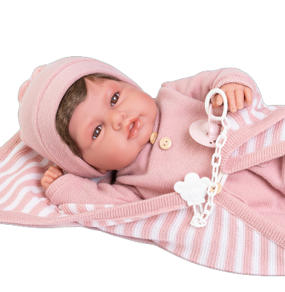 Antonio Juan levensechte babypop soft body met haar kleding en speen 50 cm - Afbeelding 5
