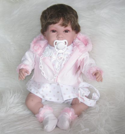 Berbesa soft body babypop met bruin haar geluid en speen 42 cm