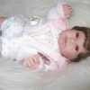 Berbesa soft body babypop met bruin haar geluid en speen 42 cm - Afbeelding 2
