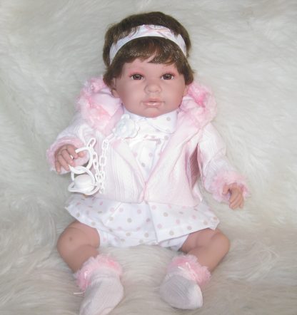 Berbesa soft body babypop met bruin haar geluid en speen 42 cm - Afbeelding 3