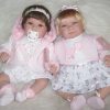 Berbesa soft body babypop met bruin haar geluid en speen 42 cm - Afbeelding 10