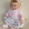 Berbesa soft body babypop met blond haar geluid en kleding 42 cm