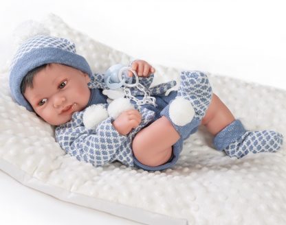 Antonio Juan levensechte babypop fullbody jongen met haar kleding kussen speen 43 cm - Afbeelding 24