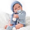 Antonio Juan levensechte babypop fullbody jongen met haar kleding kussen speen 43 cm - Afbeelding 7