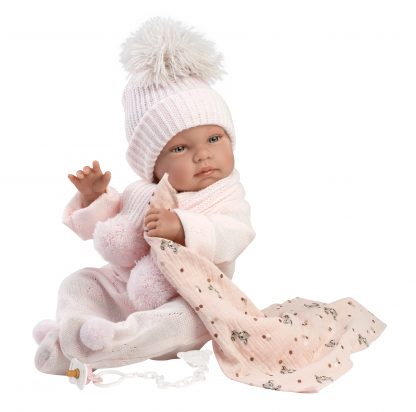 Llorens levensechte babypop full body meisje met kleding deken en speen 44 cm - Afbeelding 8