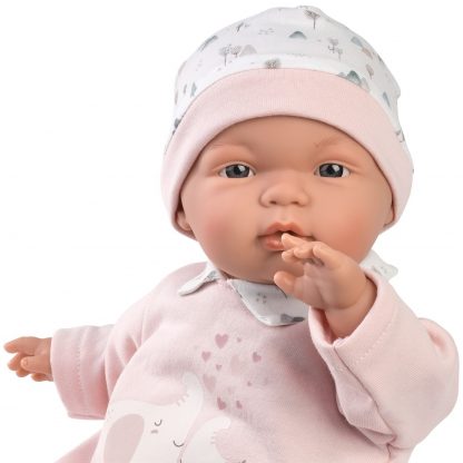 Llorens soft body babypop Joelle met roze kleding en speen 38 cm
