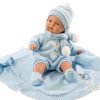 Llorens softbody babypop met geluid blauwe kleding deken en speen 38 cm