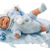 Llorens softbody babypop met geluid blauwe kleding deken en speen 38 cm - Afbeelding 3