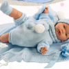 Llorens softbody babypop met geluid blauwe kleding deken en speen 38 cm - Afbeelding 2