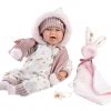 Llorens levensechte babypop soft body baby pop met geluid kleding knuffel en speen 42 cm - Afbeelding 9