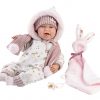 Llorens levensechte babypop soft body baby pop met geluid kleding knuffel en speen 42 cm - Afbeelding 8