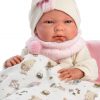 Llorens levensechte babypop fullbody meisje met kleding slaapzak en speen 40 cm - Afbeelding 7