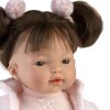 Llorens soft body pop met bruin haar geluid en speen 33 cm - Afbeelding 5