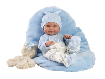 Llorens levensechte babypop fullbody jongen met kleding kussen en knuffel 40 cm - Afbeelding 5