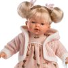 Llorens soft body pop met blond haar geluid en speen 33 cm