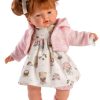 Llorens soft body pop met rood haar geluid en speen 33 cm - Afbeelding 2