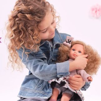 Llorens soft body pop met blond krullend haar en kleding 35cm