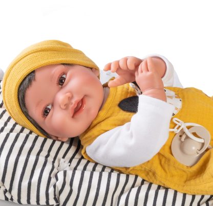 Antonio Juan pop babypop soft body bruin haar kleding en speen 42 cm - Afbeelding 3
