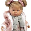 Llorens softbody pop blond haar met geluid kleding speen 42 cm