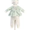 Llorens Poppenkleding 3 delig mint wit Llorens voor pop 38 t/m 42 cm