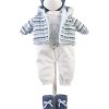 Llorens Poppenkleding 4 delig blauw wit Llorens voor pop 40 t/m 43 cm