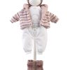 Llorens Poppenkleding 4 delig roze wit Llorens voor pop 40 t/m 43 cm