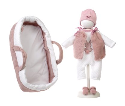 Llorens Poppenkleding 5 delig met reiswieg  Llorens voor pop 40 t/m 44 cm