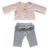 Poppenkleding By Astrup 2 delig roze grijs voor pop 42 t/m 46 cm
